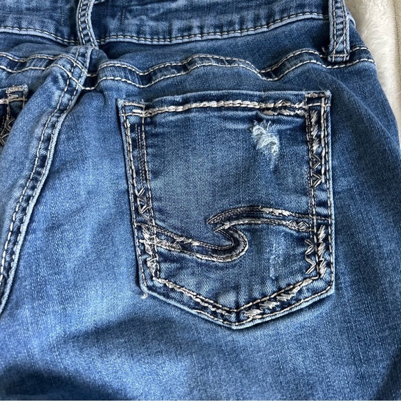 Womens US26 Silver Jeans Dark Blue Distressed Denim Jeans - Picture 14 of 14